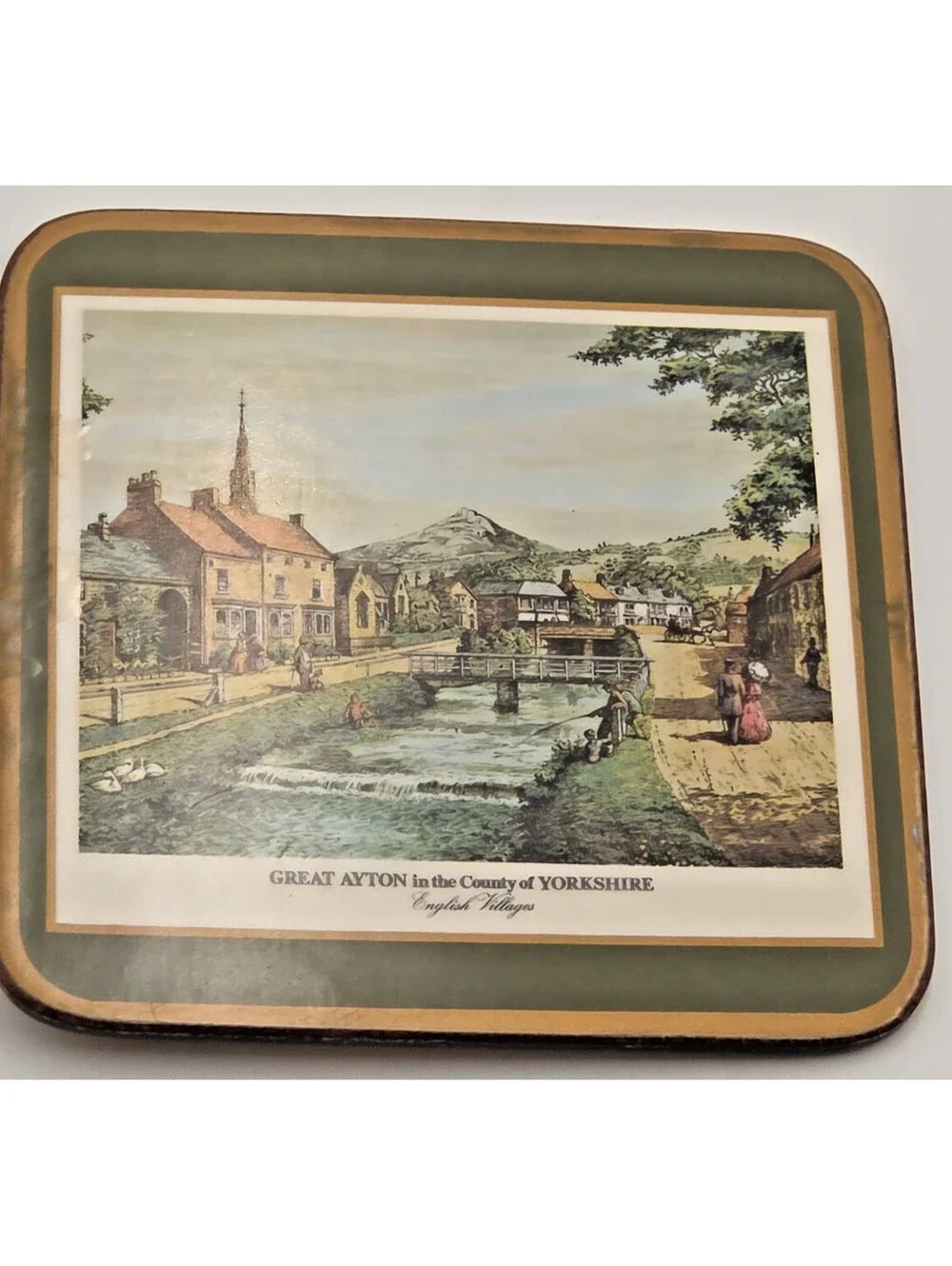 Vintage 1981 Pimpernel English Villages Coasters Set of 6 Acrylic Cork Backed